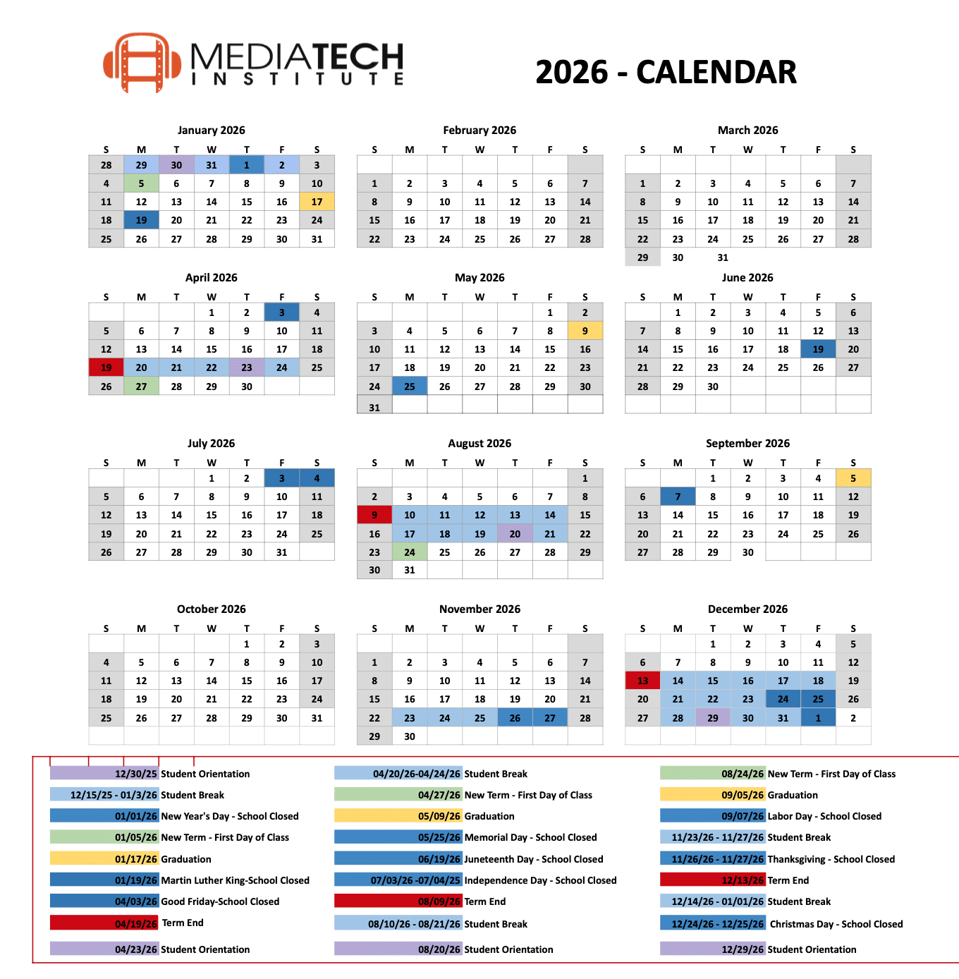 MTI Calendar 2022