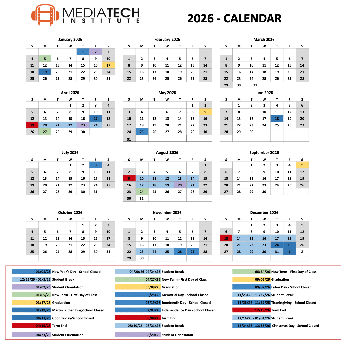 MTI Calendar 2022